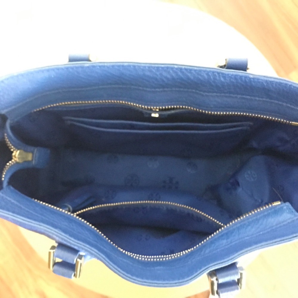 Tory Burch Blue Pebbled Leather Satchel - Picture 4 of 14